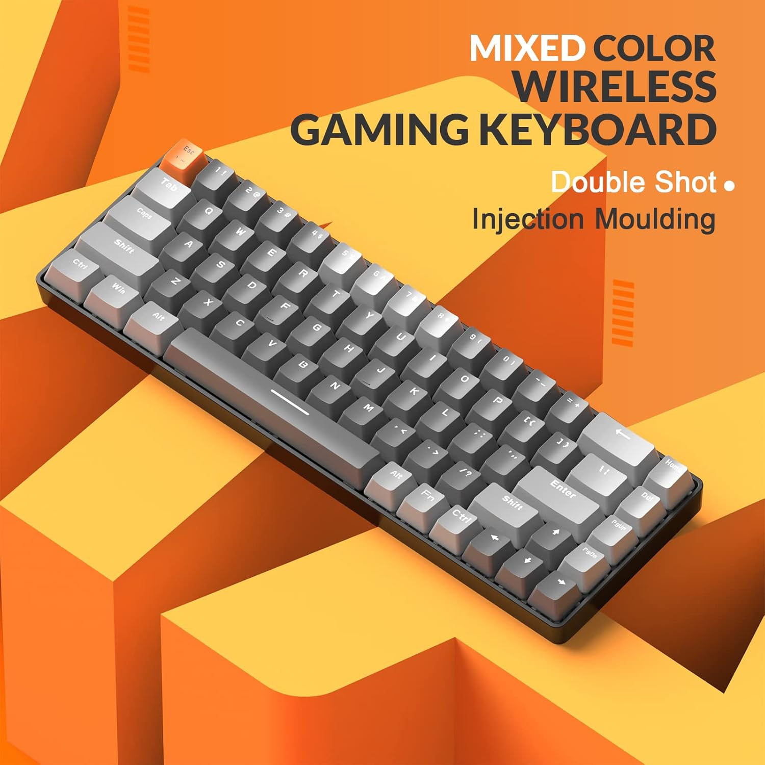 Magic-Refiner RK68 60% Wireless Mechanical Keyboard, Bluetooth 5.0/2.4Ghz with Dual Mode 2-In-1 Receiver, Compact 68-Key Hot Swappable Gaming Keyboard, Linear Red Switch for PC Mac Smartphone image number 2
