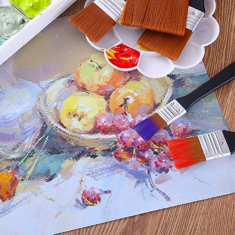 Large Flat Paint Brush Set, 3 Pieces Wide Flat Acrylic Paint Brushes Set, Nylon Bristles Brush for Acrylic, Oil and Watercolor Painting Brushes image number 4