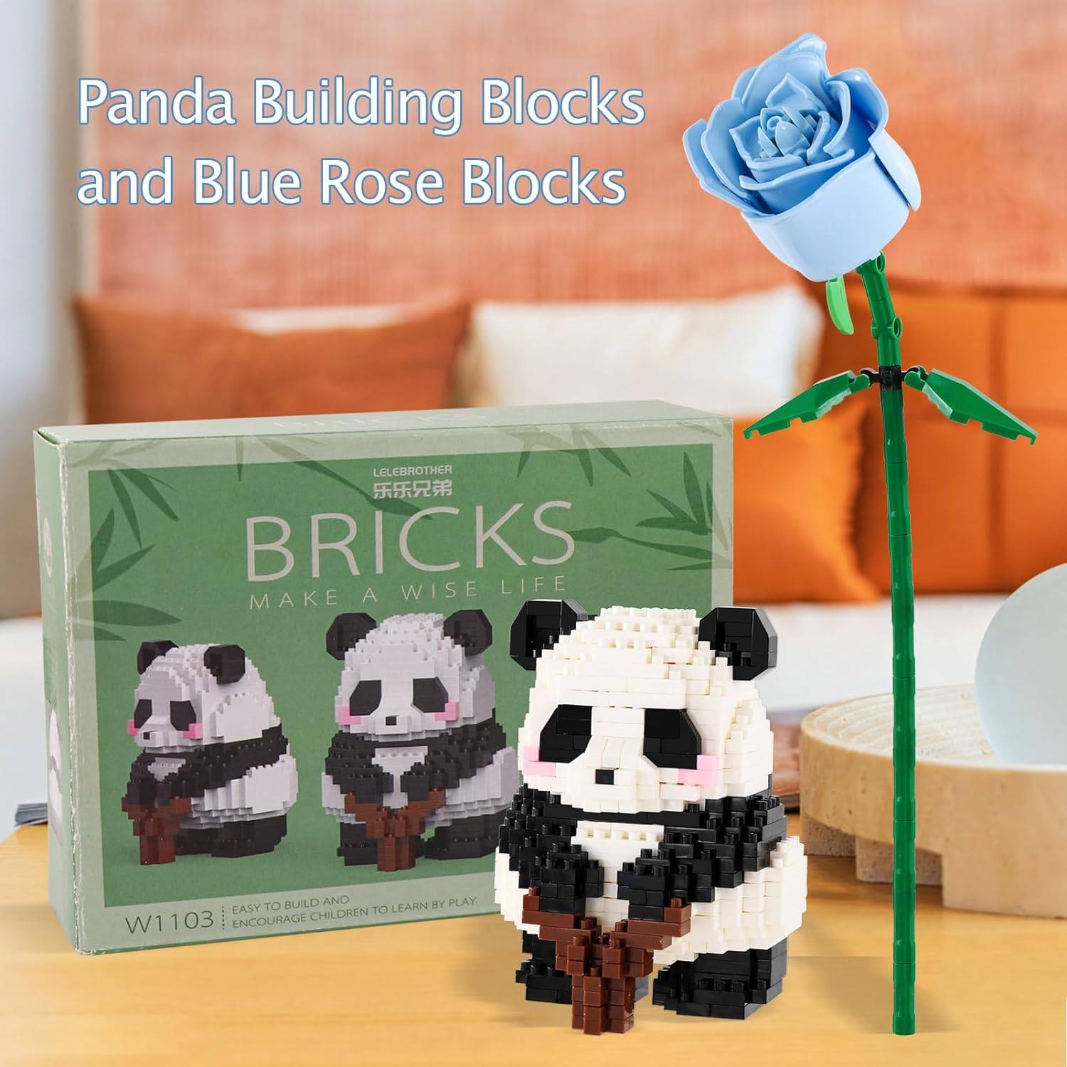 Blocks Building Sets Panda Mini Bricks with Flower for Kids Presents, 448PCS Micro Cute Practising Animals Toy Building Blocks for Party Gifts for 6+ Teens Blossom,Unique Mother'S Day Ideas image number 2