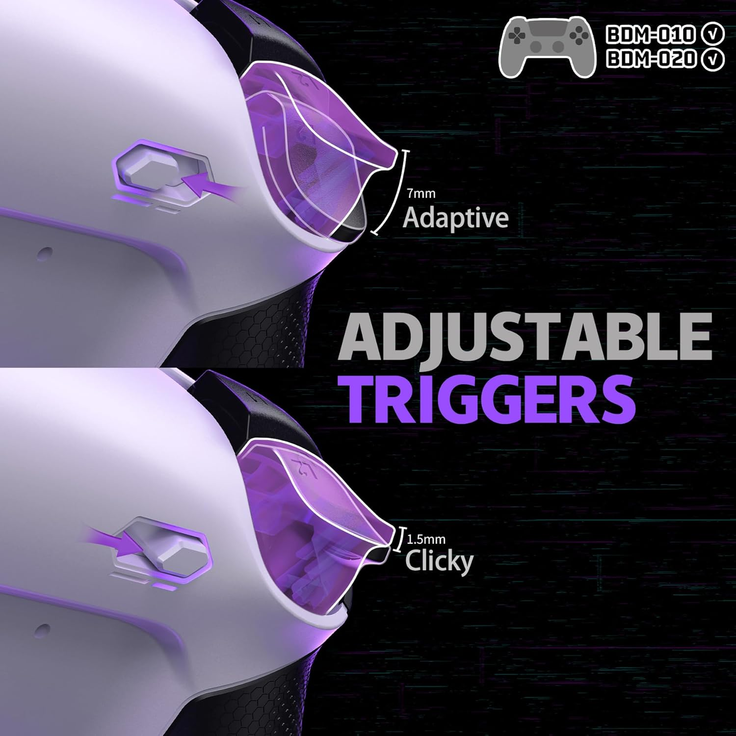 Extremerate RISE plus MAX Back Paddles Kit with Clicky Trigger Stops & Rubberized Grip for PS5 Controller BDM-010 020, Black Remappable Back Buttons Kit for PS5 Controller - White Black -NO Controller image number 2