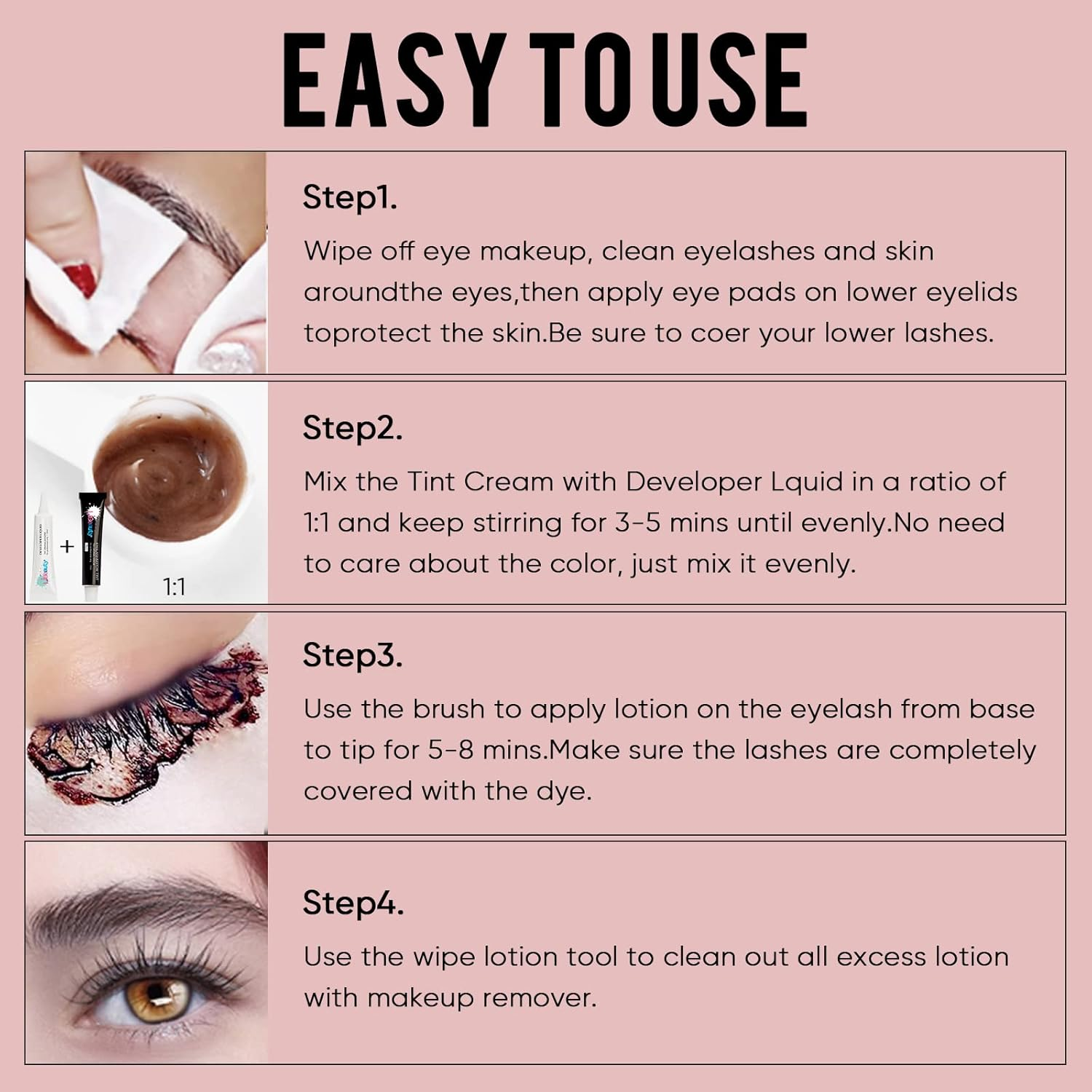 Libeauty Lash Tint Kit, 15 ML Black Eyelash Dye Volumizing Eyebrow Color Kit DIY Use at Salon or Home Natural Eyelash Treatment image number 4