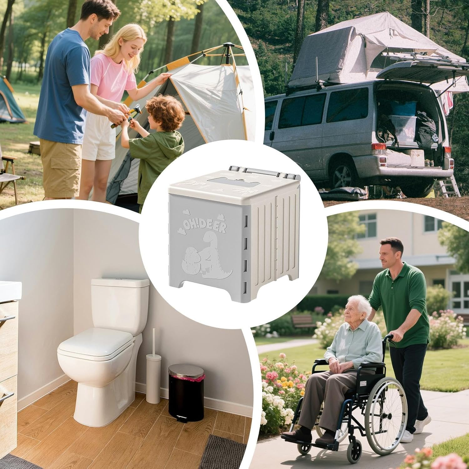 Portable Toilet for Camping,Foldable Outdoor Toilet for Camping | Outdoor Gear Potty Training Seat for Travel RV Beach Fishing Car Hiking Toddler Elderly Men Women image number 5