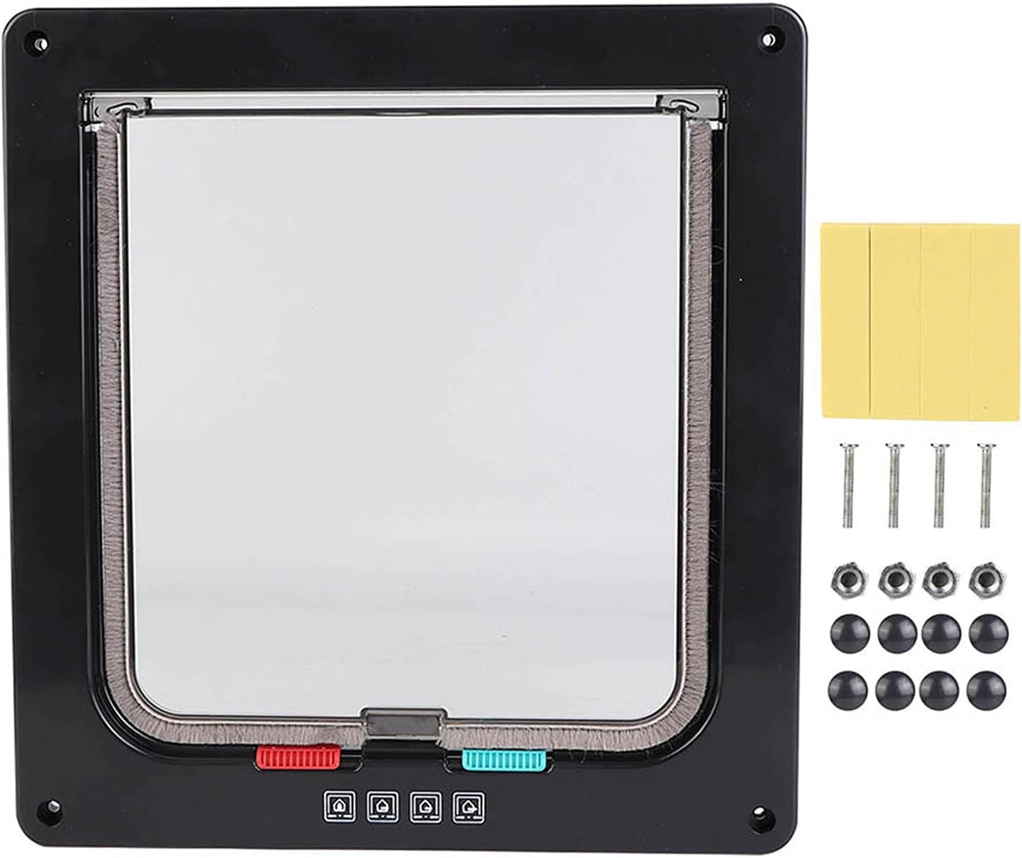 ABS Acrylic Pet Cats Screen Door Window Lockable Waterproof Medium Cat Flap (Black)