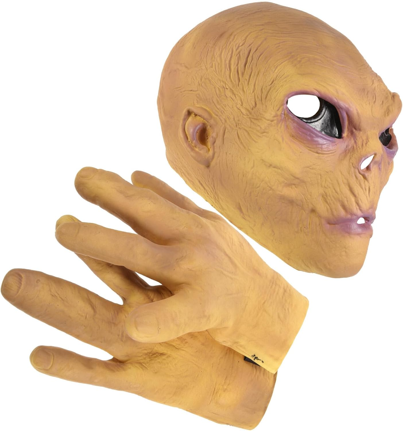 Green Alien Head Mask with Gloves Space Roswell Alien Mask Cool Latex Costume Mask for Party Halloween Dressing Up