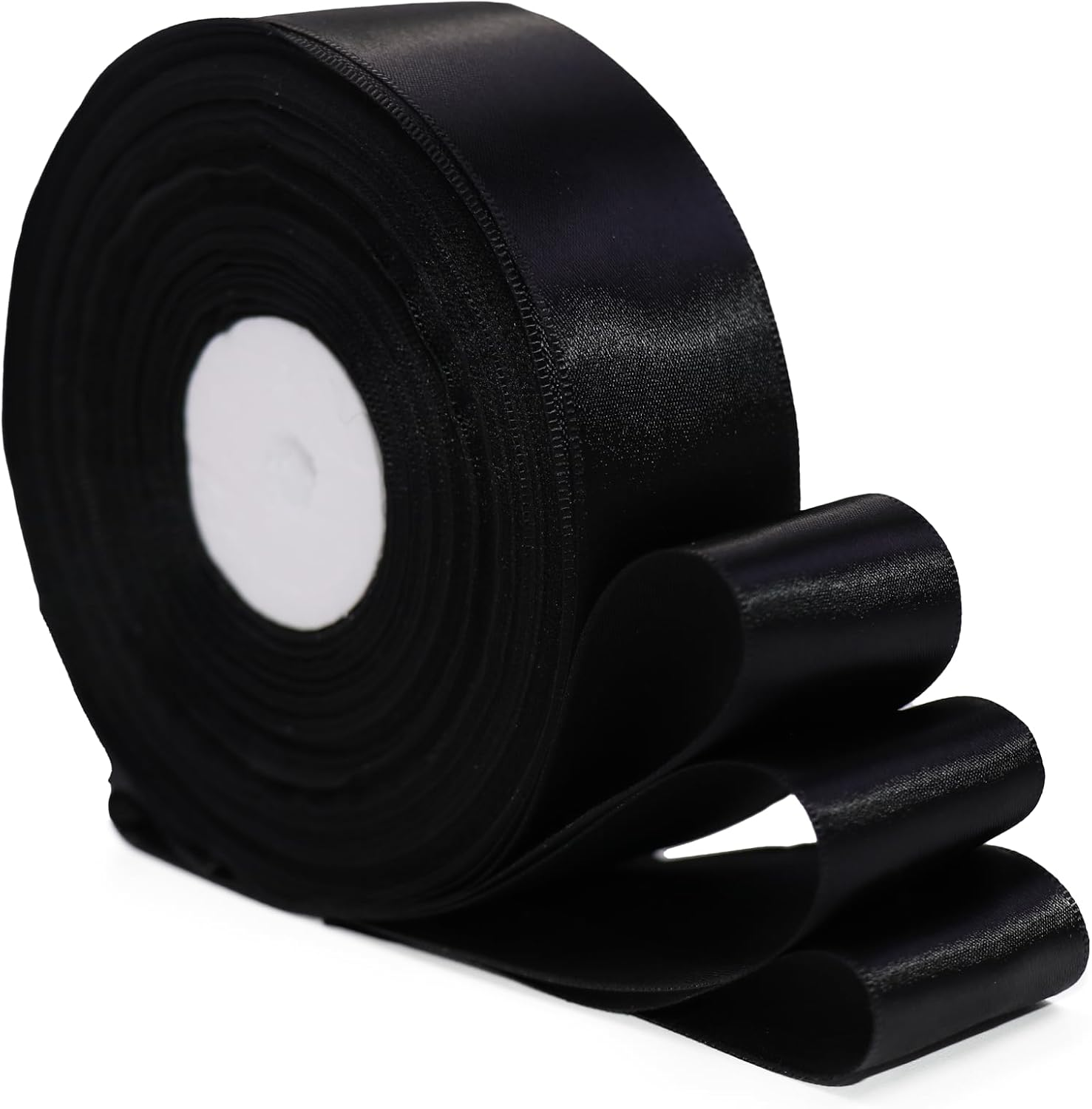 Black Ribbon 1-1/2 Inch 30 Yards Satin Ribbon Polyester Fabric Single Sided Ribbon for Gift Wrapping, Flower Bouquet, Handmade Eternal Flower, Wedding Party Decoration - Black image number 6