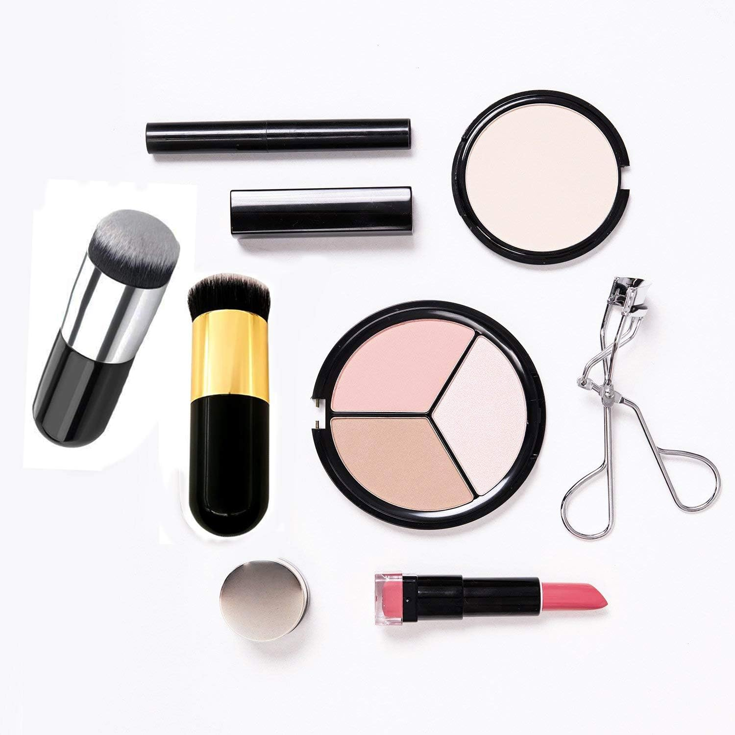 2 Pieces Foundation Brush, Chubby Makeup Brush, Suit for Blending Liquid, Cream or Flawless Powder Cosmetics(Golden & Silver) image number 1