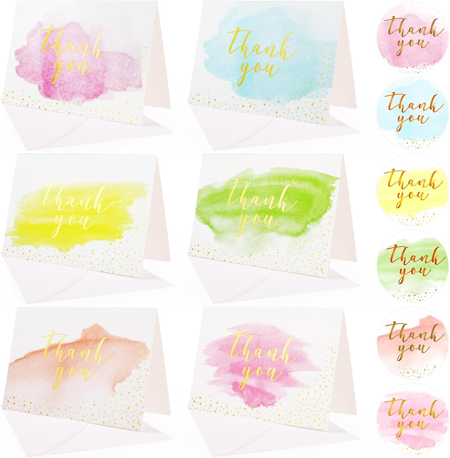 Bighan Thank You Cards Set 12 Sheets Thank You Greeting Cards with 12 Sheets Envelopes, Greeting Cards for Valentine'S Day Wedding Teachers Mother Father Kids, B