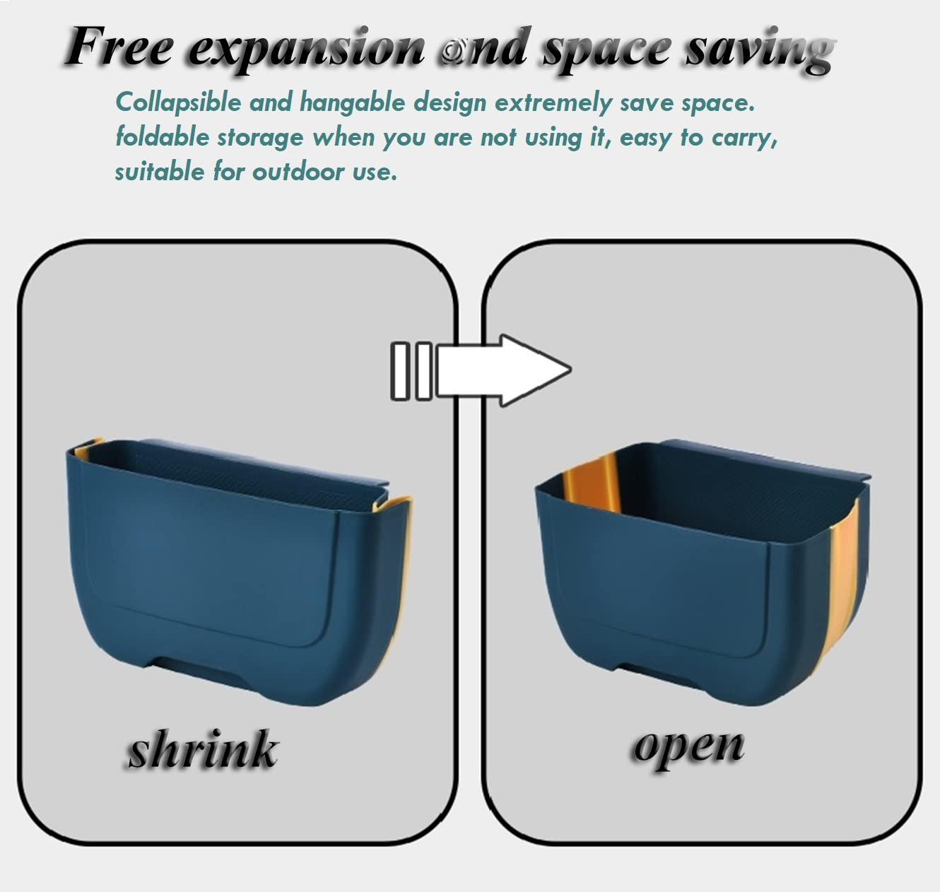 Banyakong 3L Black Cabinet Hanging Trash Can, Silicone Material, Non-Toxic, Durable, Collapsible, save Space, Easy Installation, Hangable, Suitable for Kitchen, Office, Hotel image number 1