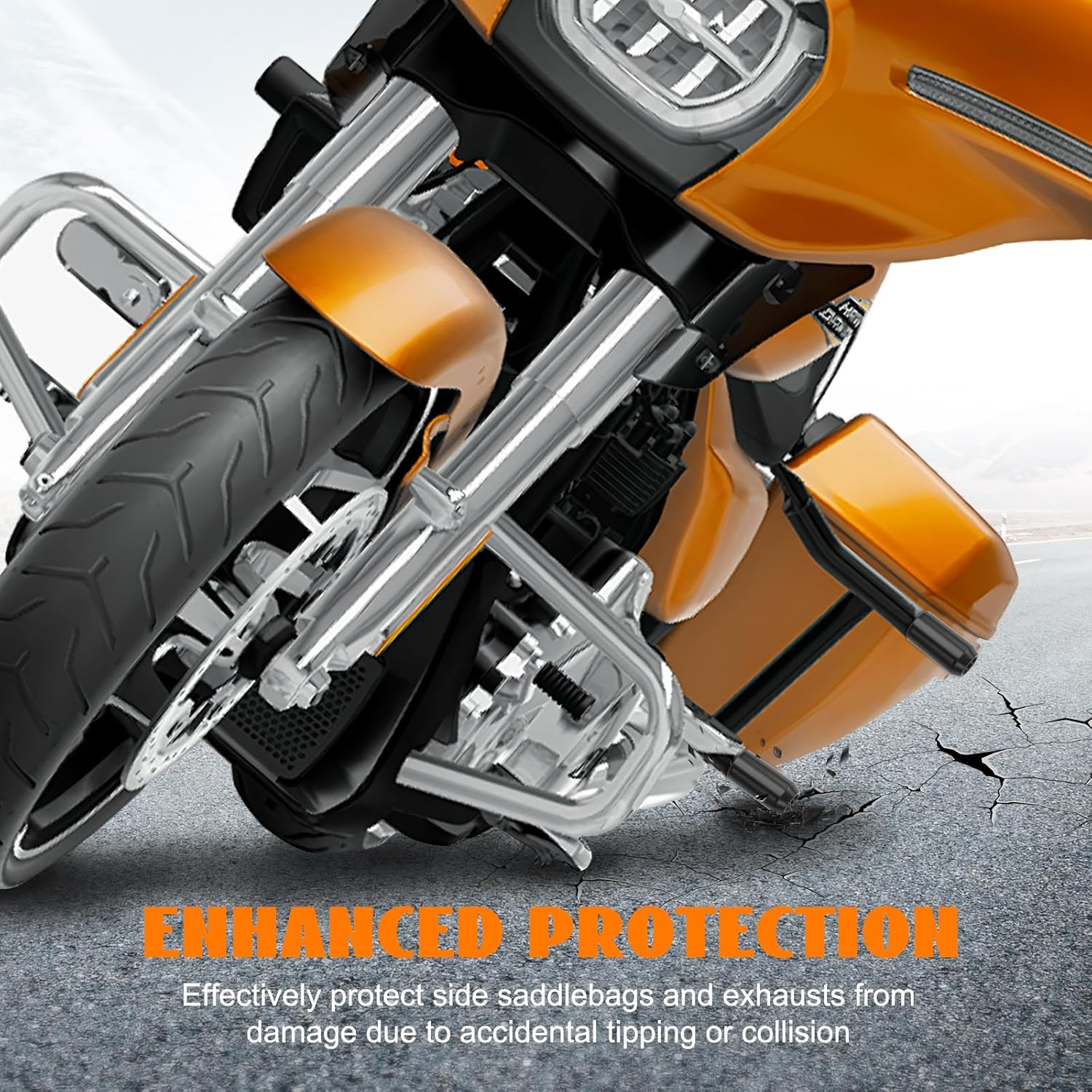 Saddlebag Guards Crash Bars Tip-Over Bar Rails Rear Saddlebag Support Bracket Protection Kit for Harley Touring Road King Street/Road/Electra Glide Ultra Classic Ultra Limited 2014-2025 image number 2