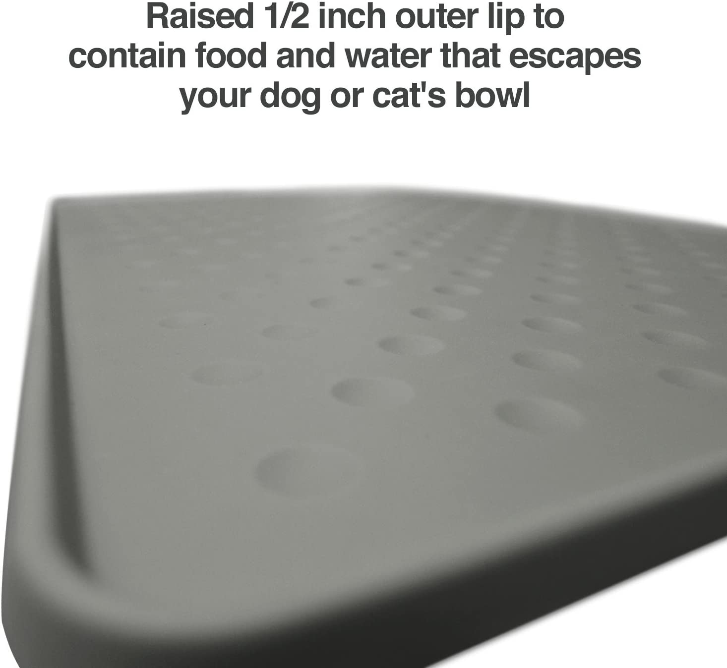Petfusion Toughgrip Large plus Dog Food Mat [Just the Right Size before Getting Too Big @ 27.5 X 17.5]. Waterproof, Extra Tough FDA Grade Silicone, Grey image number 3