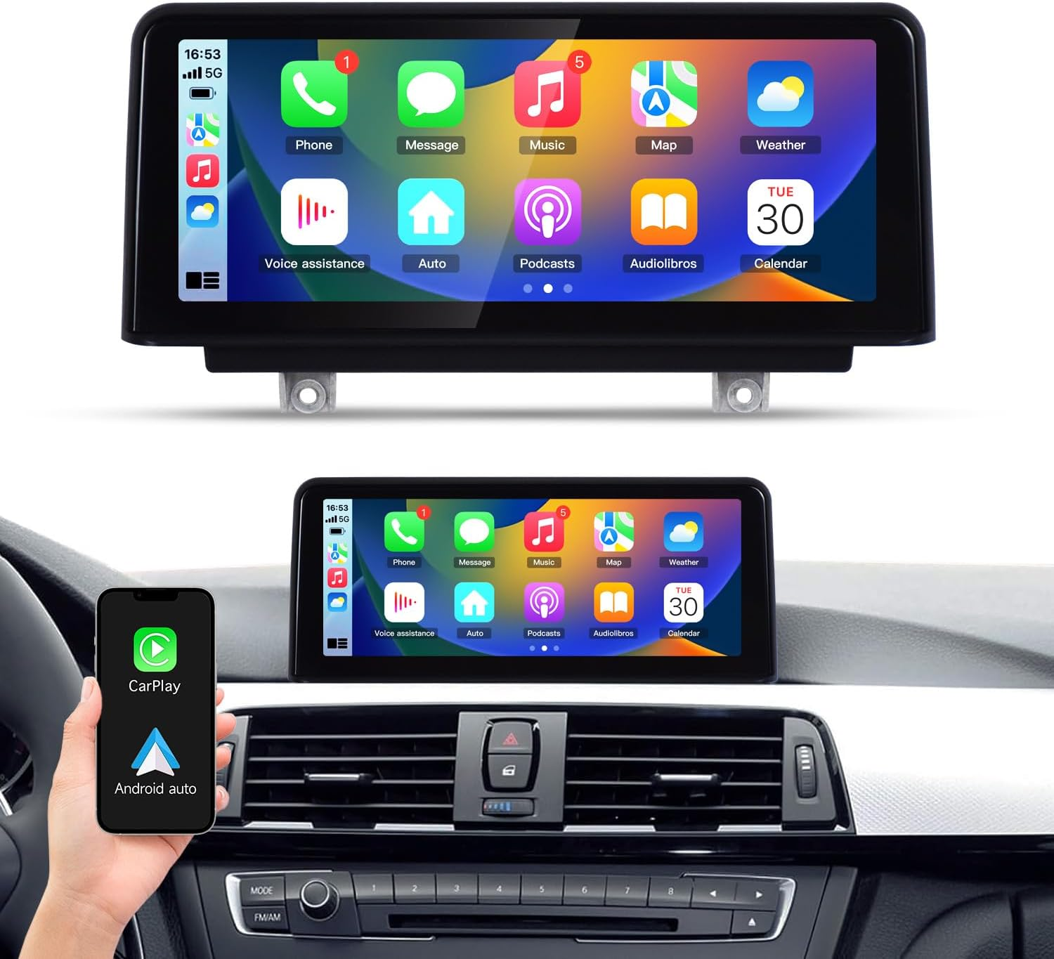 Linux 10.25 Touchscreen Wireless Carplay Multimedia for BMW 3 Series 4 Series F30 F31 F34 F32 F33 F36 from 2013 to 2017 with NBT Linux System image number 5