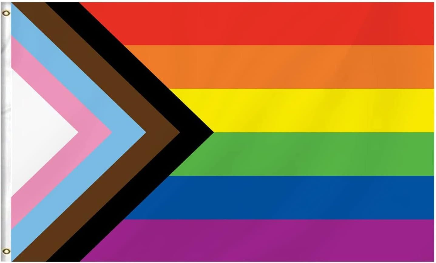 Progress Pride Rainbow Flag,Polyester Thickness,90*150Cm Gay Pride Flag for Gay Pride Parade Support LGBTQ Lesbian Gay Bisexual Transgender Queerfade Resistant, Brass Grommets, Canvas Header, Indoor/Outdoor, Vibrant Colors,Not Fear of Rain and Snow ﻿ image number 5