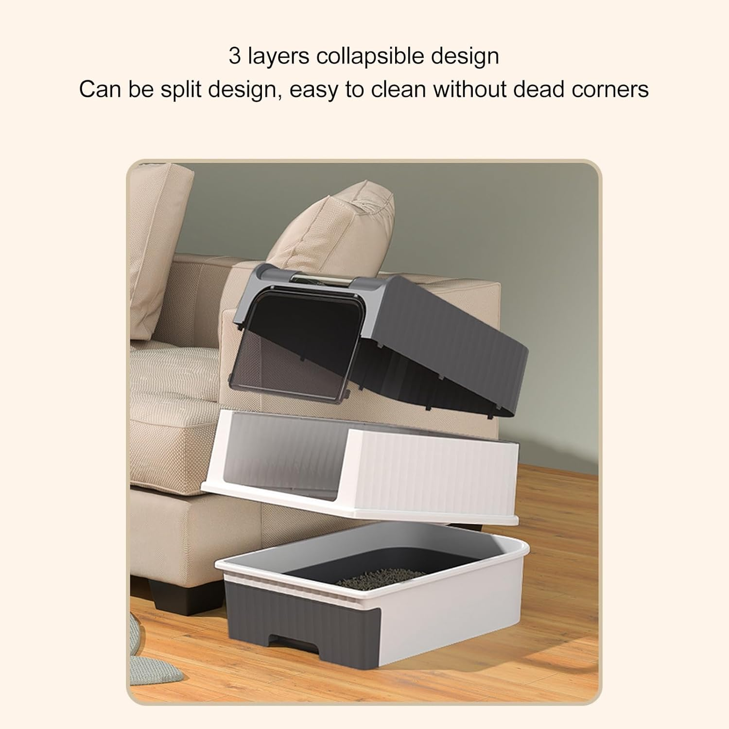 Anti Splashing Cat Toilet, Cat Litter Box with Lid, Fully Enclosed Cat Potty, Self Cleaning Cat Litter Box with Cat Litter Scoop, Drawer Type Cat Litter Pan image number 6