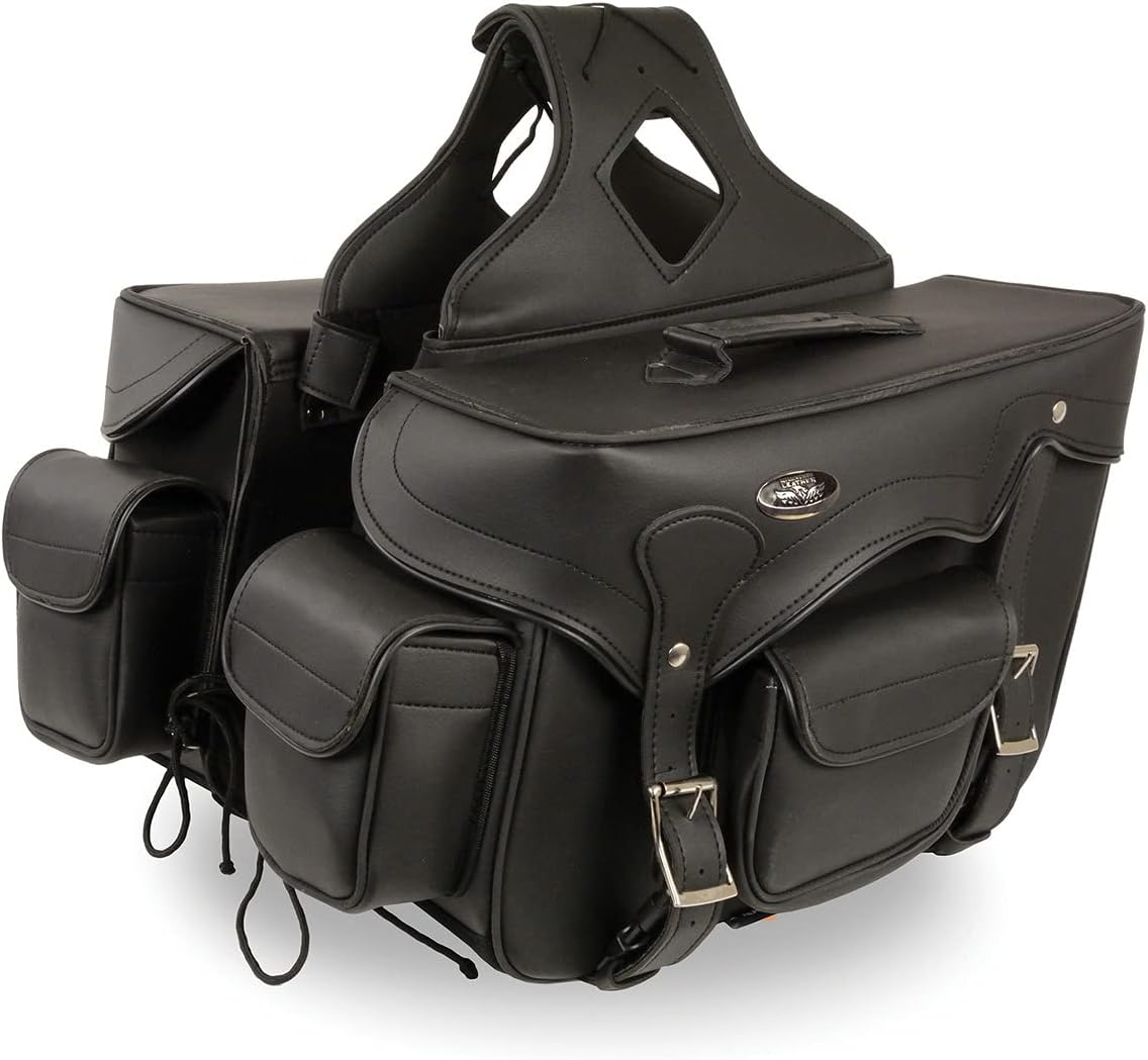 Milwaukee Leather SH66602 Zip-Off Double Pocket PVC Throw over Motorcycle Saddlebags - One Size image number 2