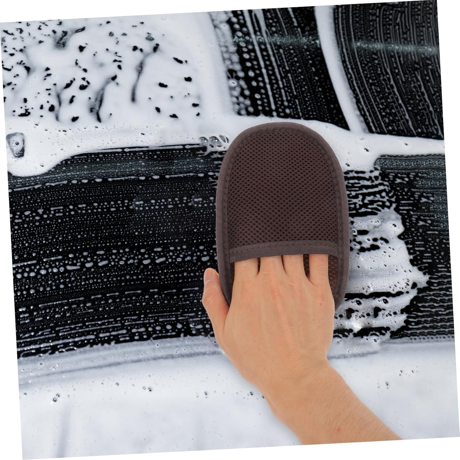 YOSADIER Car Wash Mitt Imitation Lambswool Small Orange Polishing Glove Scratch-Free Dusting Tool for Automotive Exterior Cleaning and Paint Care image number 3