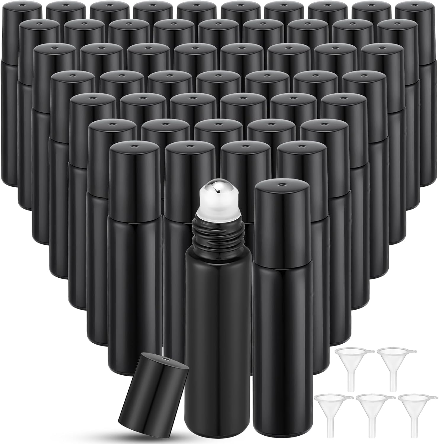 SEEWEY 96 Pcs Essential Oil Roller Bottles 10Ml Empty Glass Roller Bottles with Stainless Steel Roller Balls Protection Leakproof with 5 Funnel for Travel Perfume Lip Gloss (Gradient Color)