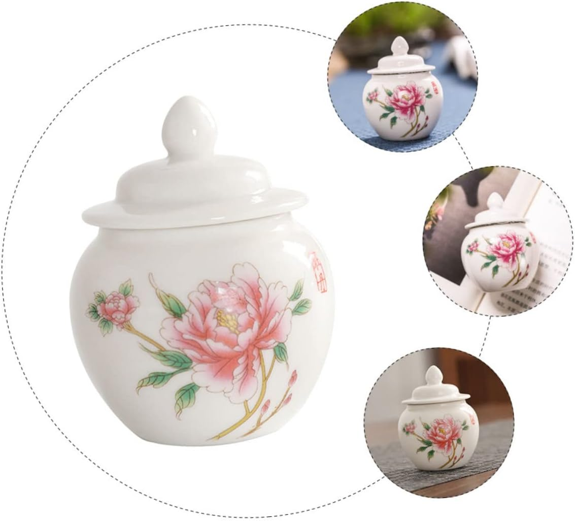 Angoily Ceramic Multi-Function Tea Canister Stylish Storage Jar for Home Travel Organization Elegant Design Airtight Seal Capacity for Tea Sugar More image number 4