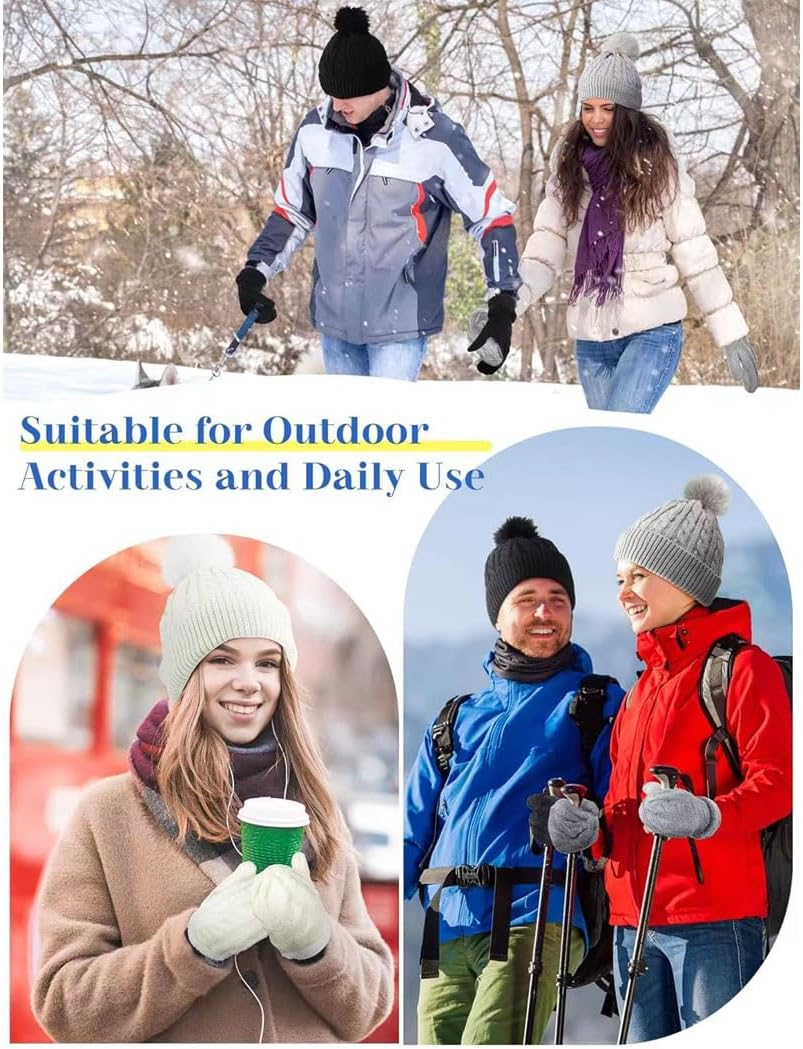 Idopick Winter Knit Beanie Hat for Men Women, Wool Knit Hat Soft Warm Beanie Cap Breathability & Elasticity Snow Cap Hat