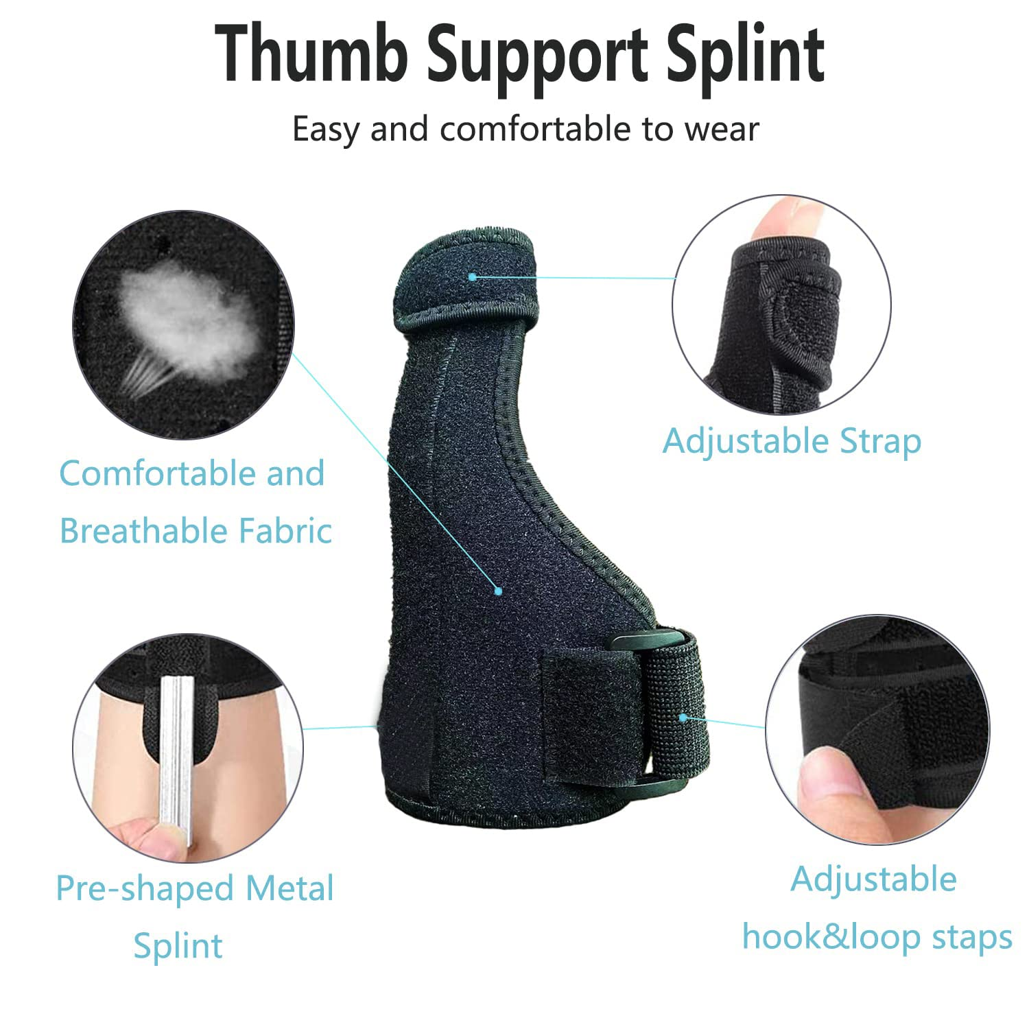 2 Pieces Thumb & Wrist Spica Splint | Breathable Fabric Thumb Spica Splint Stabilizer Brace for Tendonitis, Arthritis & Sprains Forearm Support Cast Right& Left image number 2