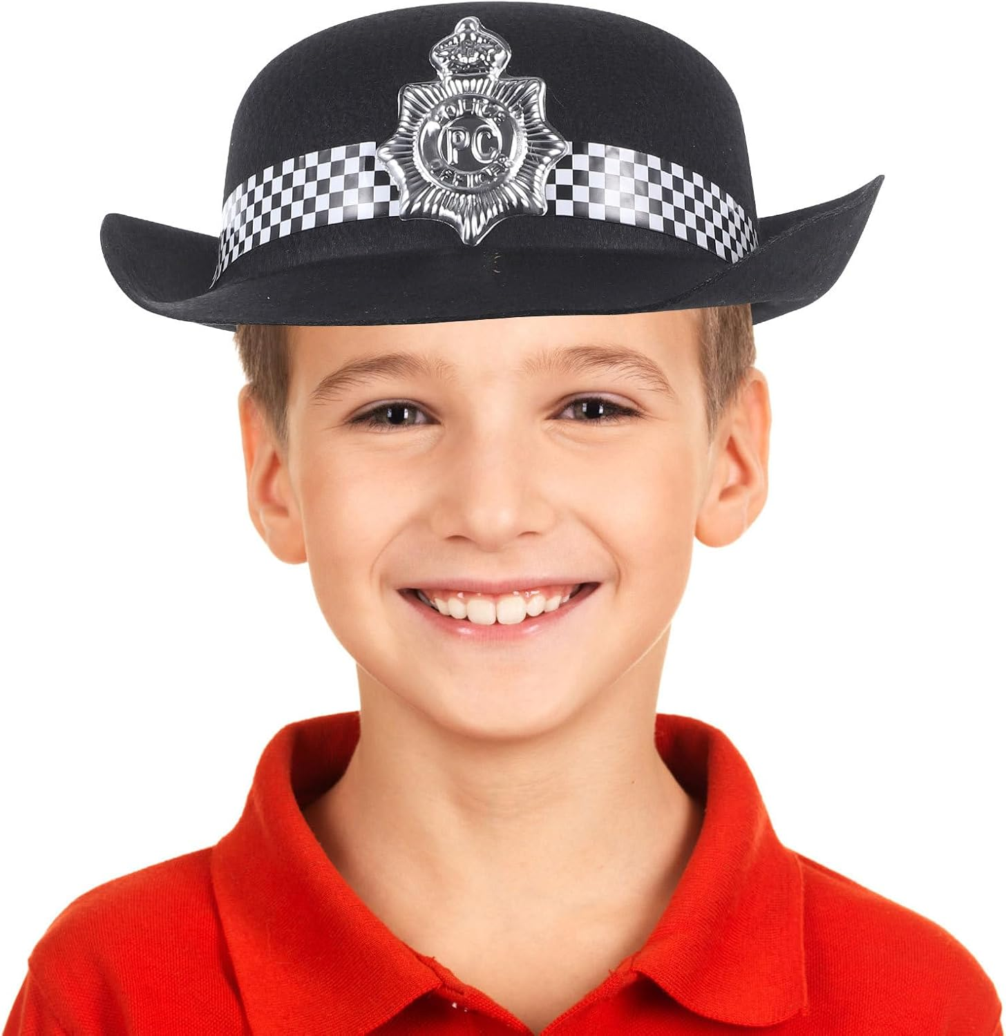 Alasum 2Pcs Kids Police Hats - Felt Cloth Black Policeman Caps for Halloween, Cosplay, Party, Stage Performance image number 2