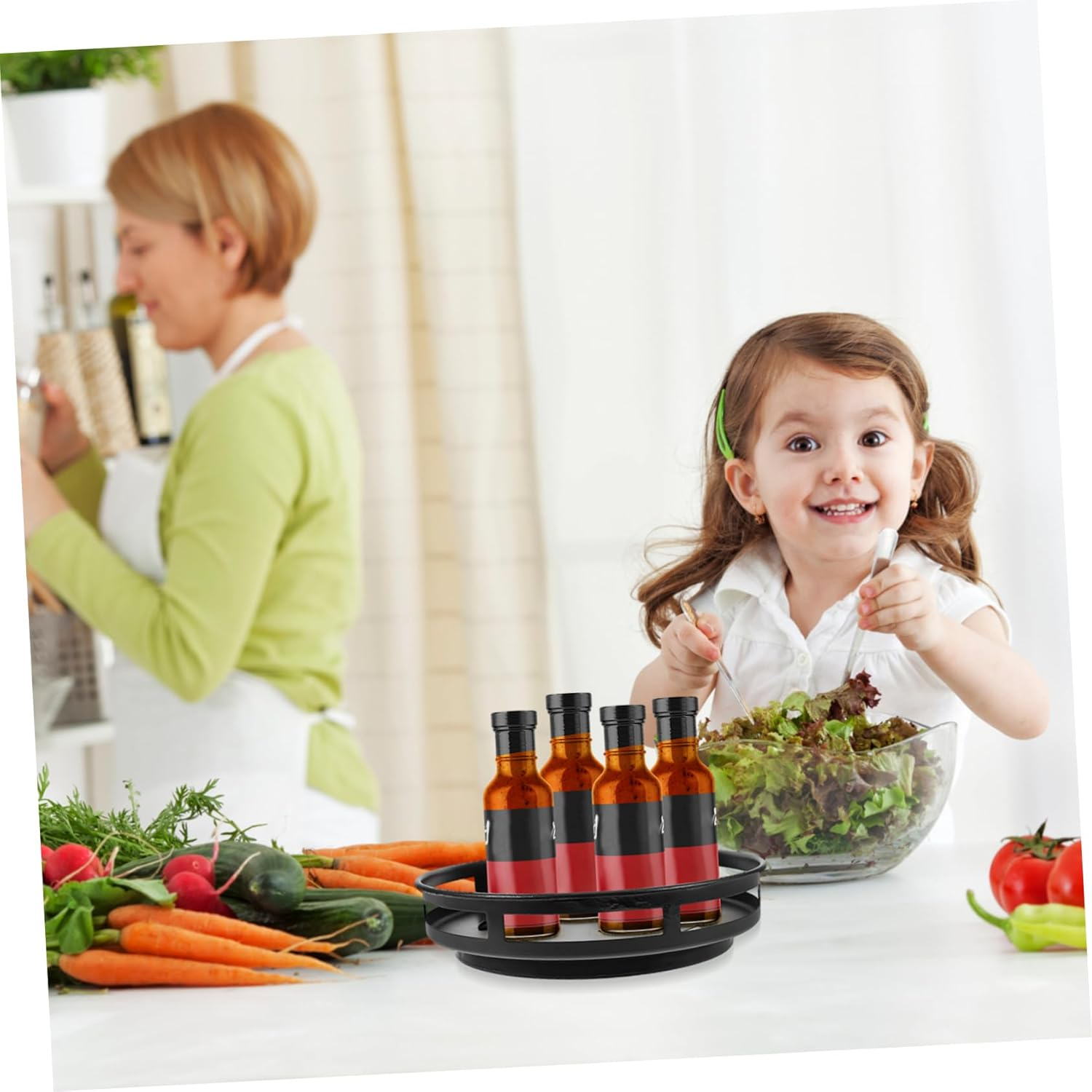 SHOWERORO Turntable Organizer Spice Rack Storage Container for Kitchen and Bathroom Rotating Skincare Holder Non-Slip Tray for Easy Access Large Capacity for Jars and Toiletries image number 3