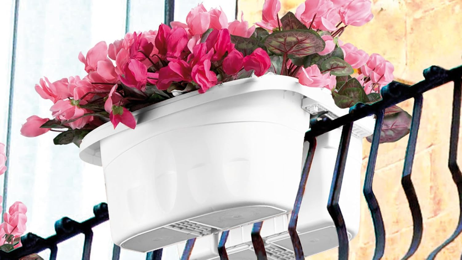 Apollo Exports International AP-30232/2 16" Double Sided Adjustable Railing Planter, Pack of 2, White image number 5