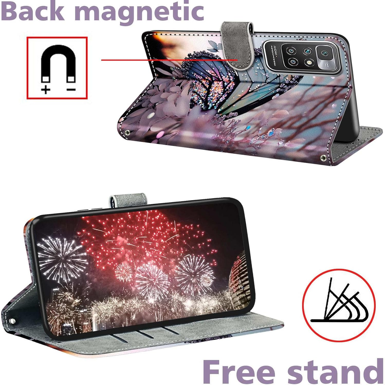 Mobile Phone Case for Google Pixel 9A Cases Premium Leather Case Foldable Wallet Magnetic Card Slot Stand Function Protective Case Compatible with Pixel 9A Cover, Butterfly