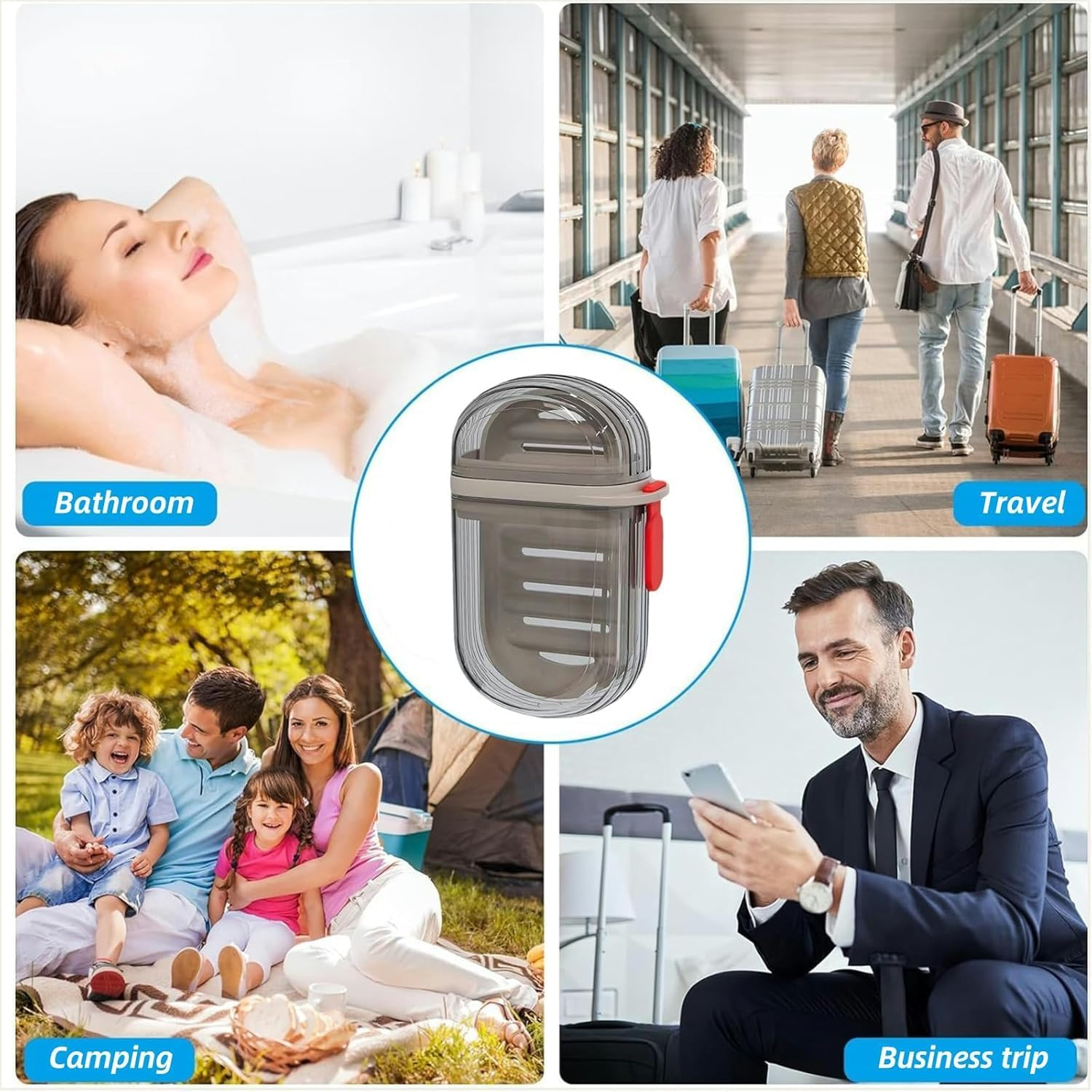 Leakproof Travel Soap Case &ndash; Travel Essentials Portable Bar Soap Holder with Drainage Tray & Secure Lid for Travel,Shower, Gym, Camping (Transparent) image number 4