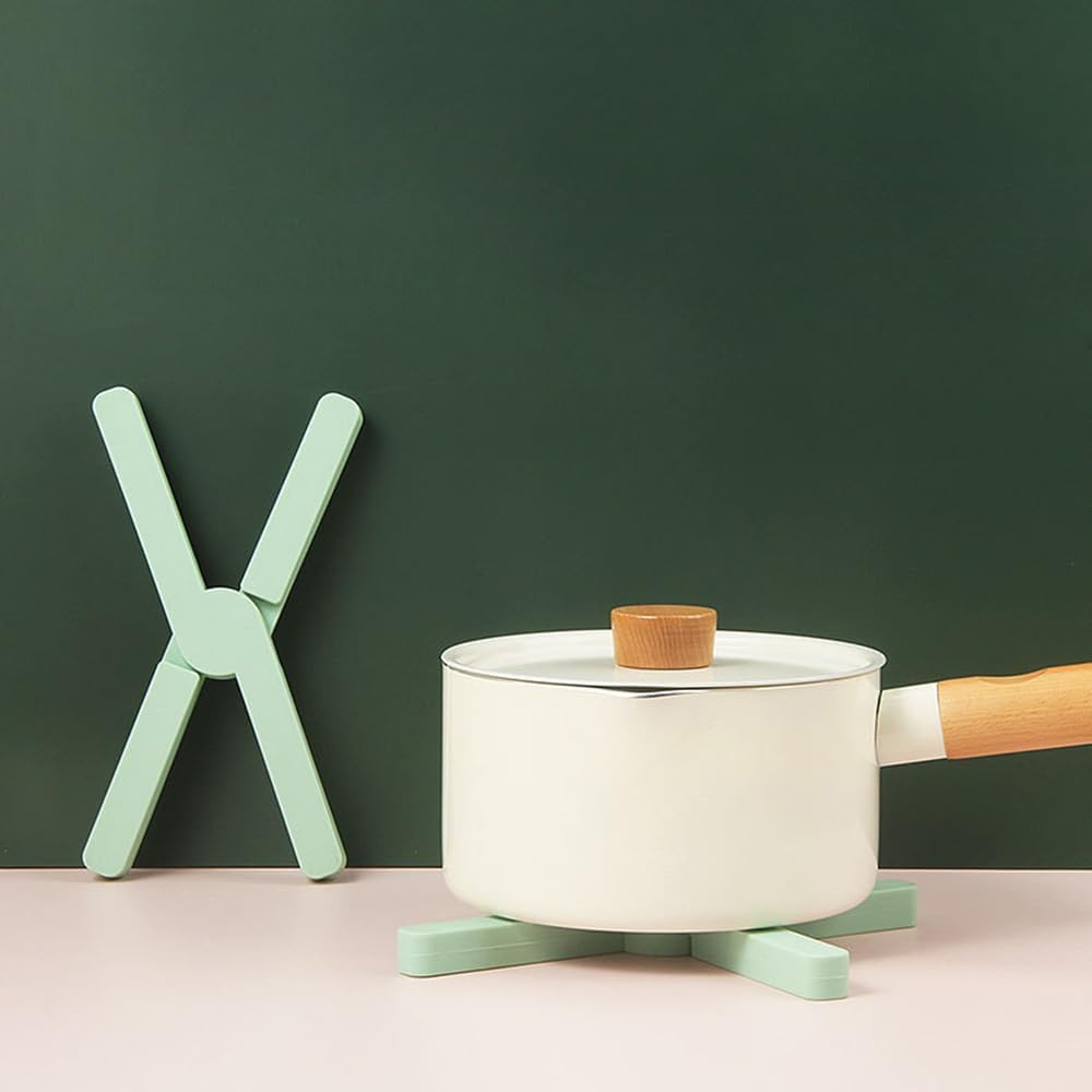 Tongke Foldable Silicone Trivets, Non-Slip Silicone Pot Holders Hot Pads Drying Mat Heat Resistant for Dishes, Hot Pots and Pans (Gray) - Orange image number 4