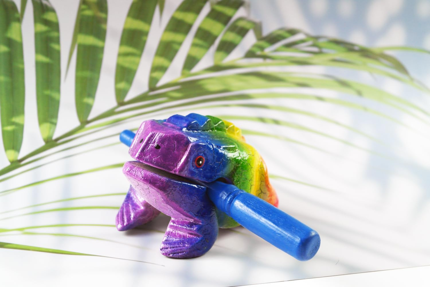 Frog Guiro 4 Inches Wood Block Musical Instrument Percussion Musical Instrument Perfect Size Natural Wood G&uuml;iro Frog (Rainbow) - Green image number 6