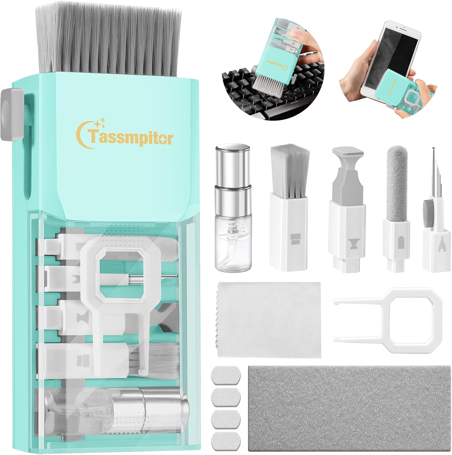 Laptop Screen Keyboard Cleaner Kit, Electronics Cleaning Tool for Macbook Ipad Iphone Pro, Brush Tool for Tablet, Computer, PC Monitor,Tv Camera Lens Tiffany Blue New Compact with Patent image number 2