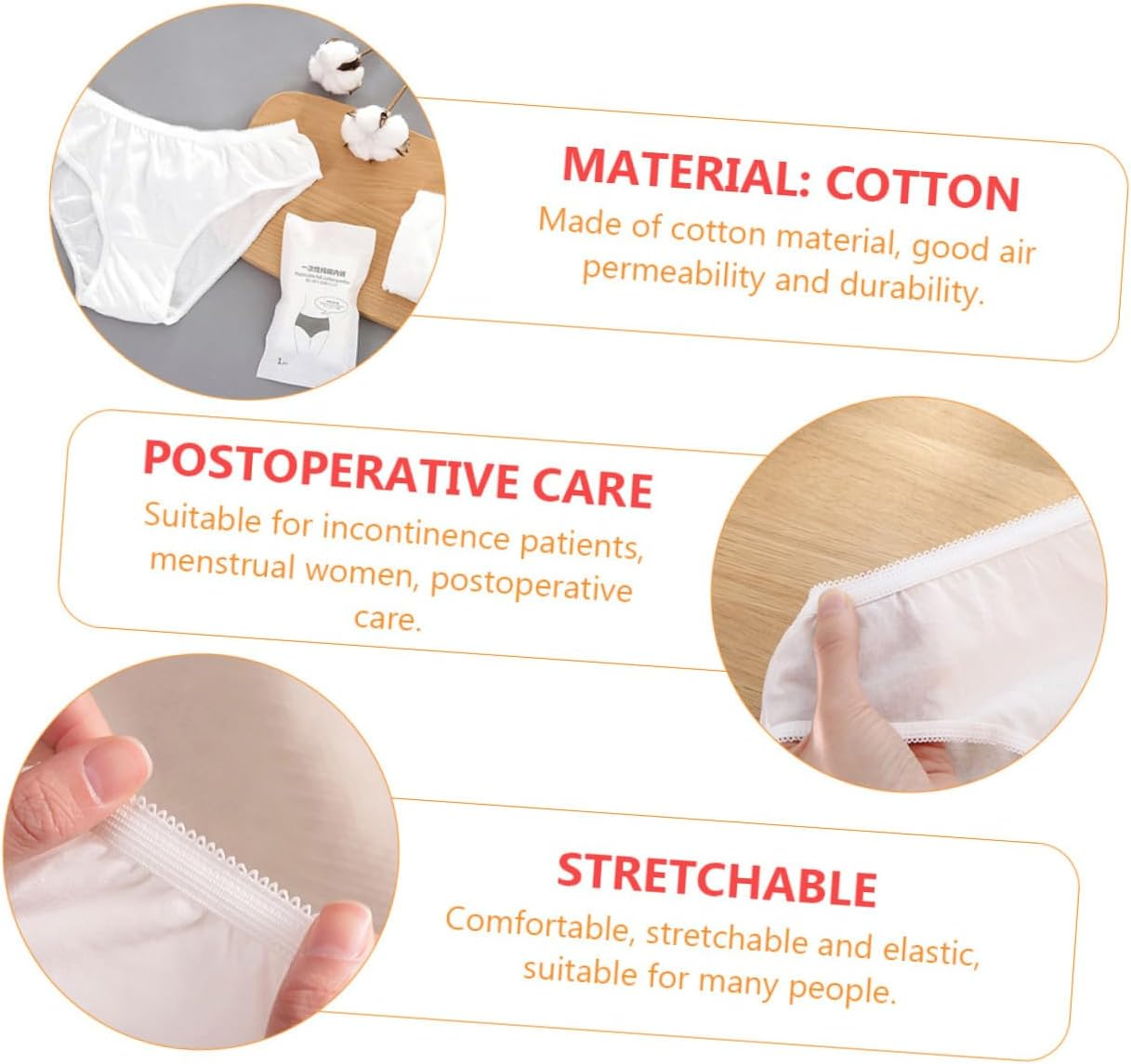 5Pcs Portable Travel Underwear for Pregnant Woman Breathable Disposable Underpants Women Briefs Made of Cotton for Outdoor Use White image number 2