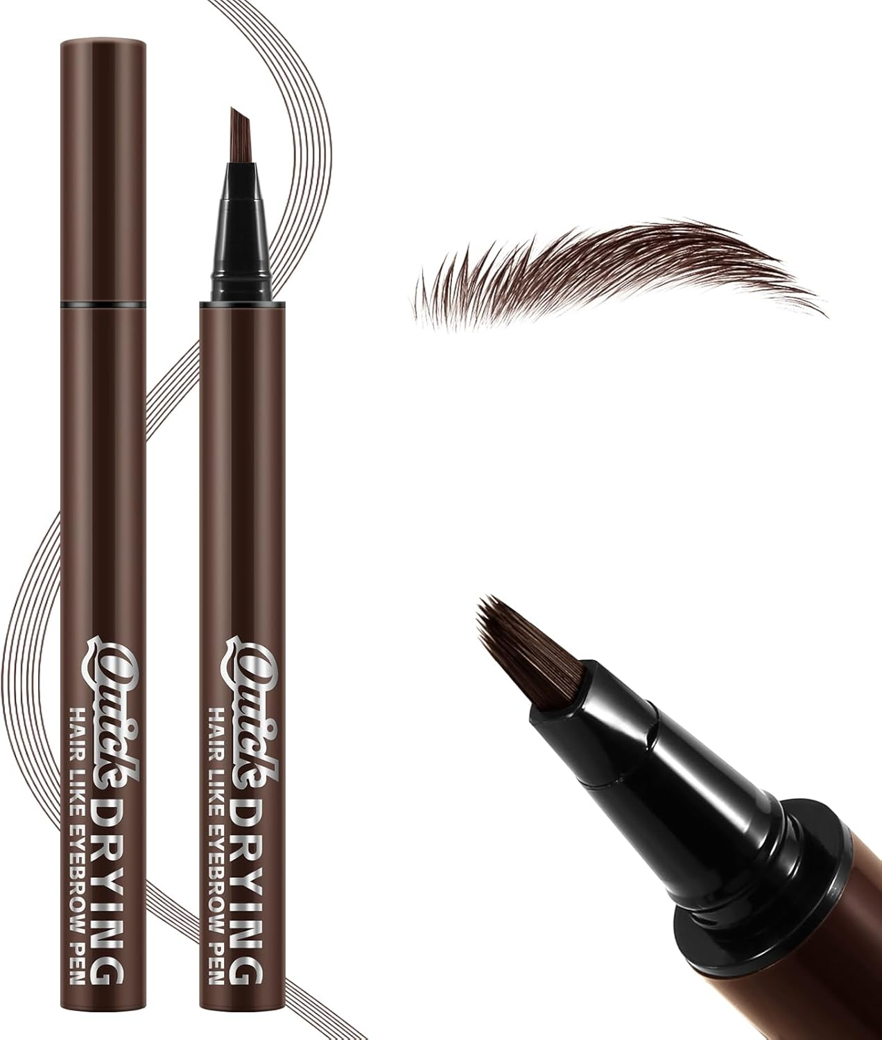 Apooliy Waterproof Eyebrow Pen，Long Lasting Eyebrow Pencil，Creates Hair-Like, Natural-Looking, 3D Eyebrows,Eye Brow Makeup Pen for Women