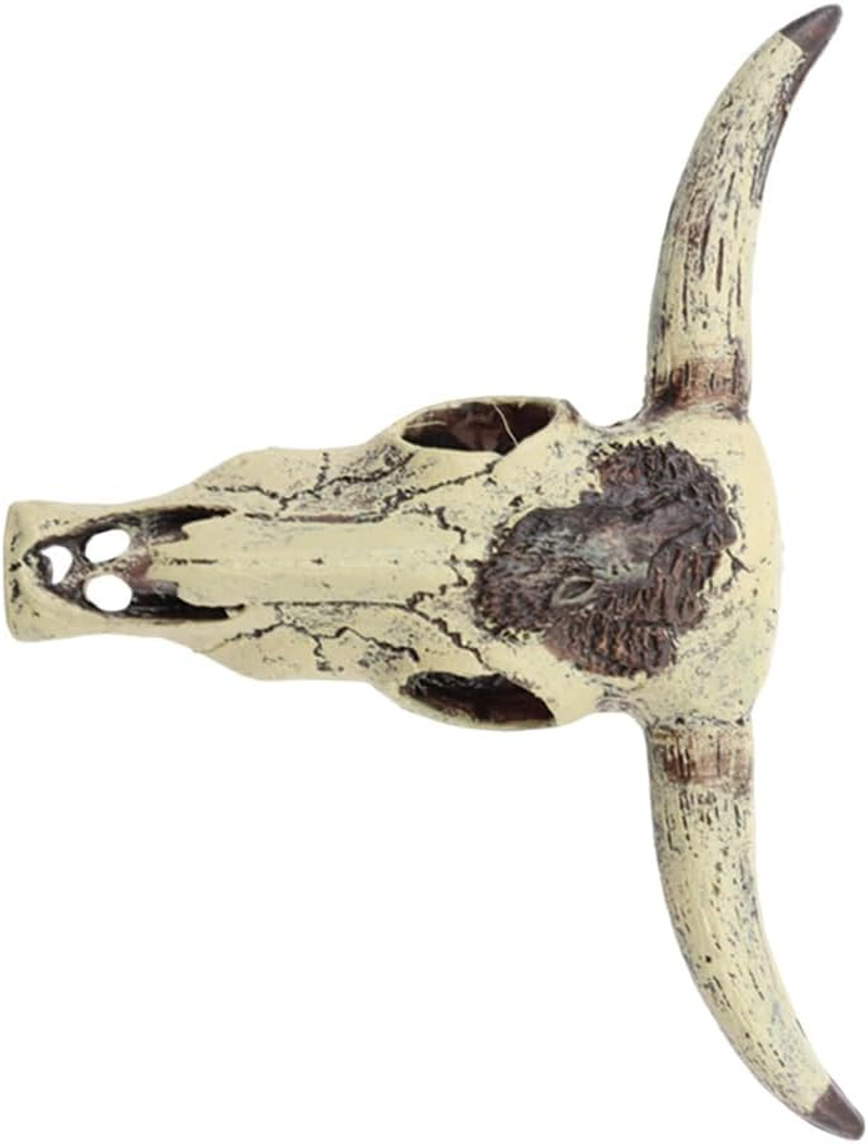 NUZAMAS Fish Tank Small Skull Resin Cattle Skull Reptiles Hideouts Decorations Dragon Tank Decor Accessories for Fish Aquarium Cave Landscape image number 6