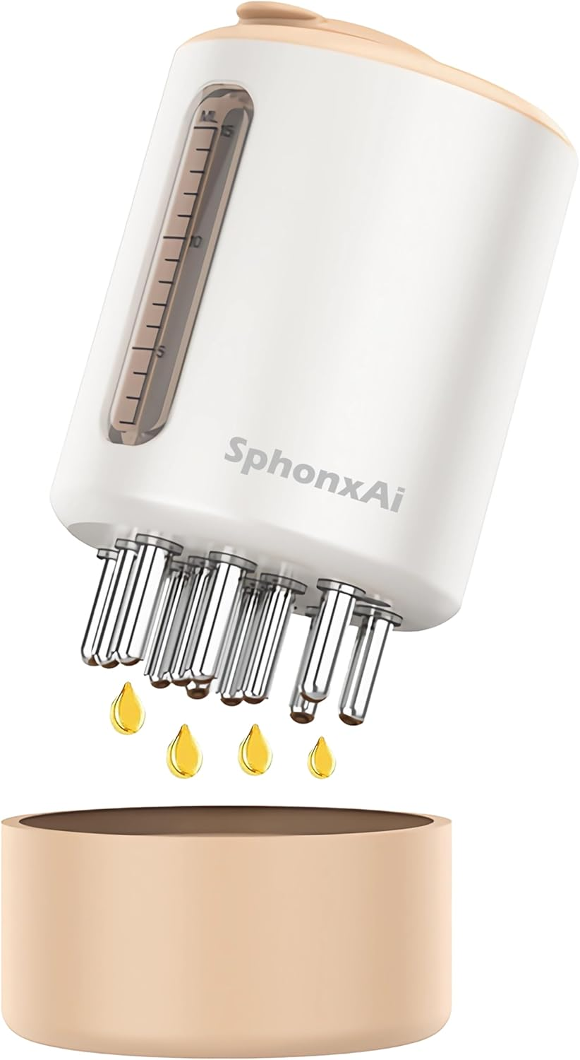 Sphonxai Hair Liquid Applicator, Electric Scalp Comb with Red Light,15Ml High Capacity,Hair Growth Serum&Oil Applicator,Not Suitable for High-Concentration or Relatively Viscous Oils & Liquids (White) image number 2