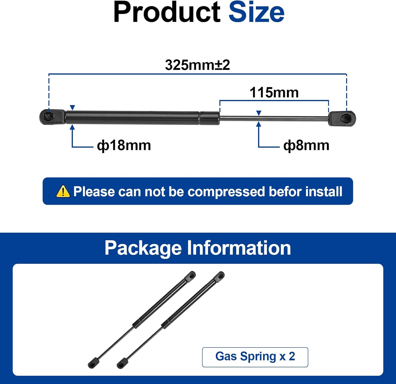 Krimocy Gas Struts 325Mm 160N Shocks Spring Lift Support for Toyota 1921VR Inc Hilux image number 4
