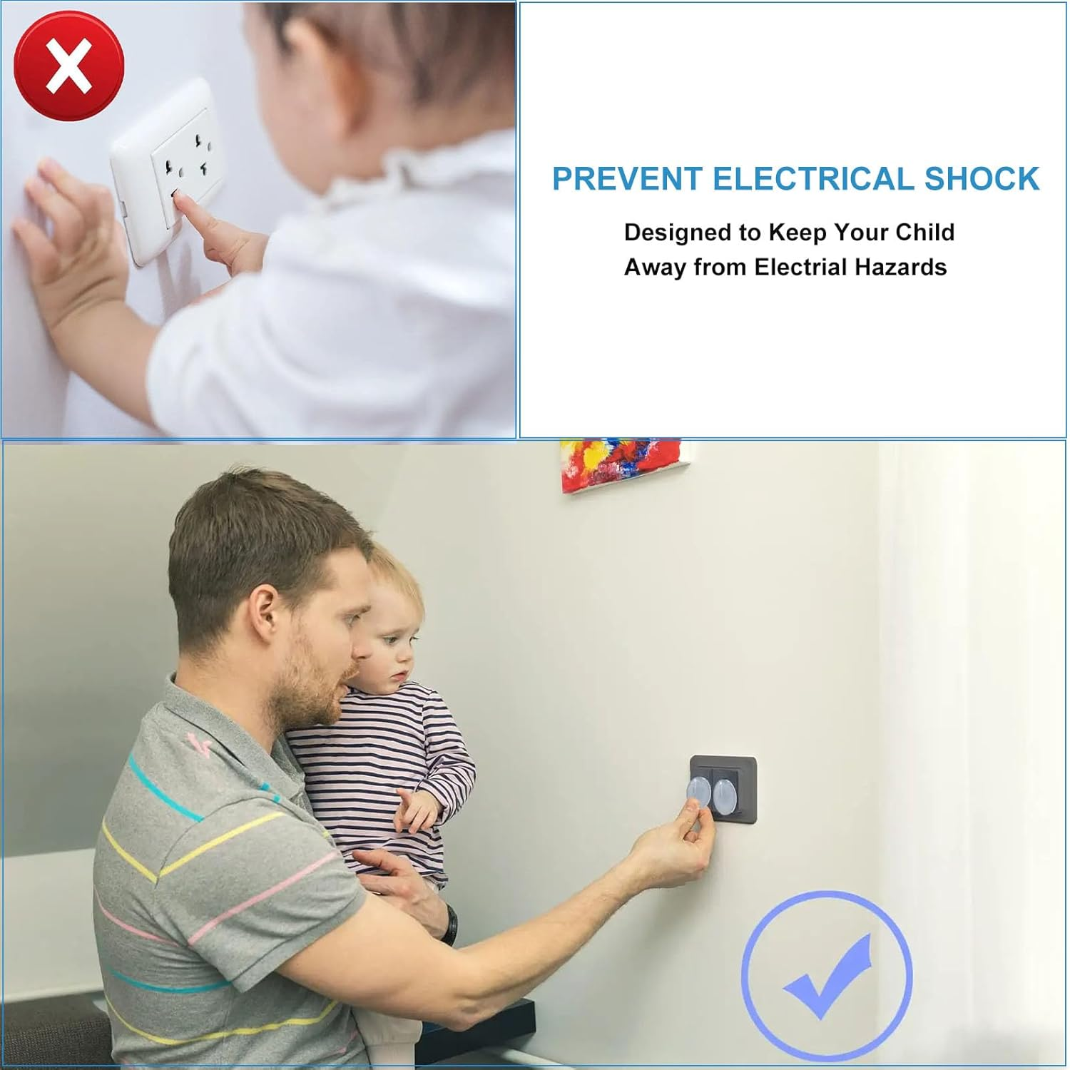 Baby Safety Clear Outlet Covers (24 Pack), Durable Plastic Plug Covers for Power Sockets, Child Proof Electrical Protector Safety Caps image number 1