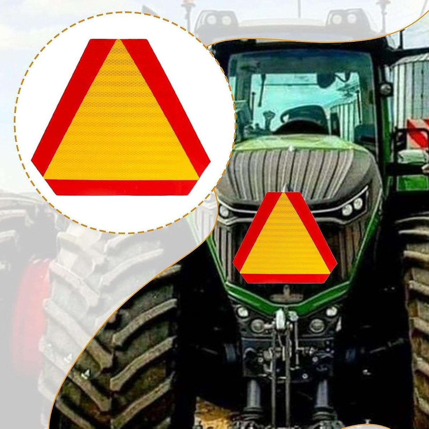 Slow Moving Vehicle Sign Slow Sign Warning Triangle Replacement Sturdy Sun Protection Reflector for Accessory Tractor, Yellow image number 6