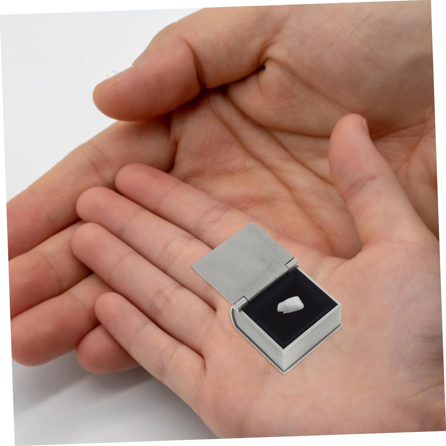 2 Pcs Baby First Tooth Metal Keepsake Boxes Lanugo Curl Storage for Newborns Silver Vintage Tooth Collection Case image number 1