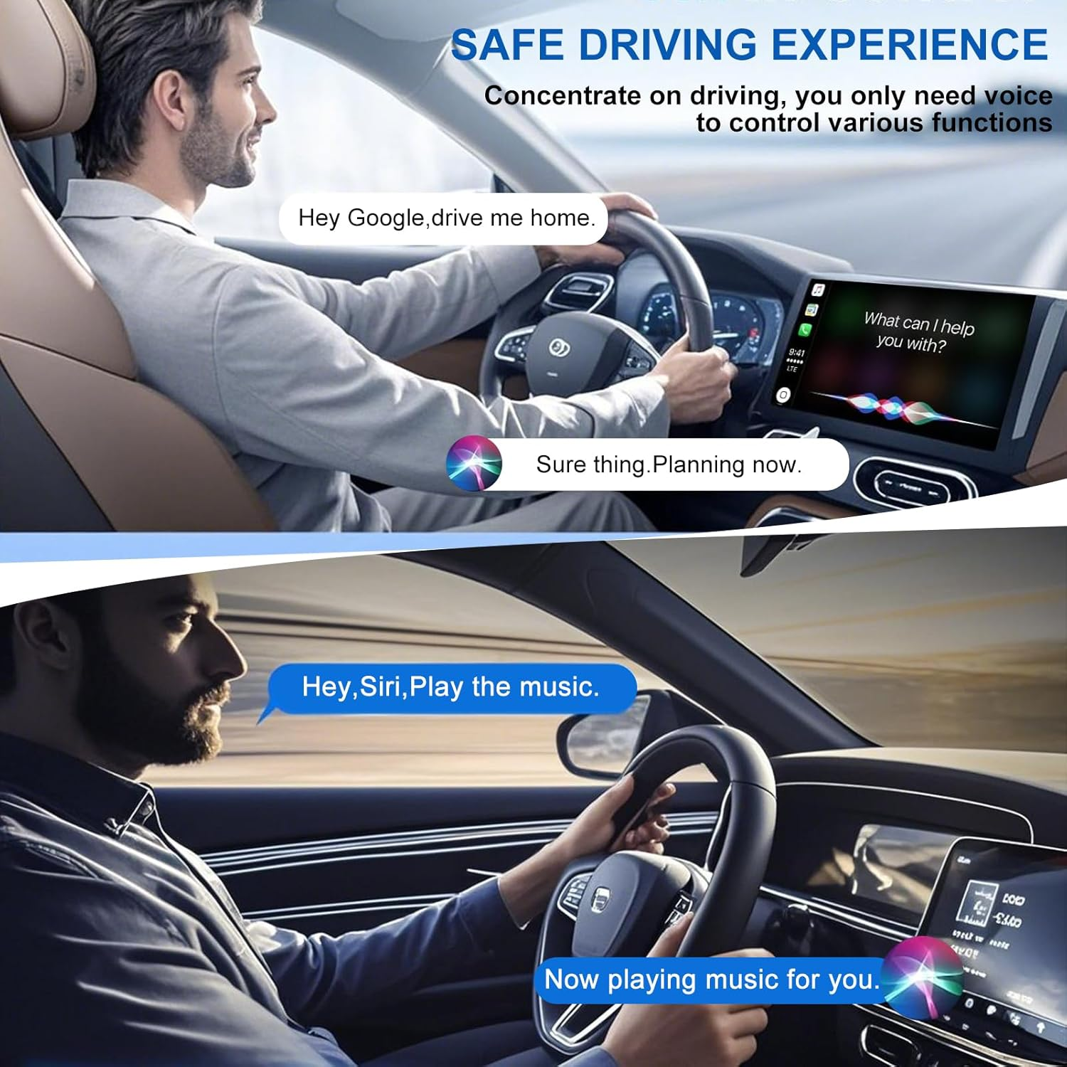 Spardar Car Play Wireless Adapter, 2-In-1 Wireless Carplay for Iphone & Android, Plug & Play Wired to Wireless Converter with Dual Usb-A/Type-C Adapter