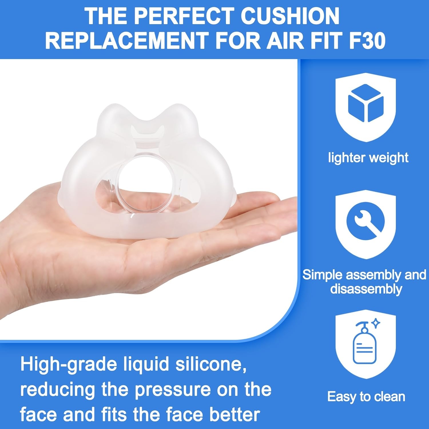 2 Packs Replacement Cushion Compatible with Airfit F30, Size Range from 1.3-1.9 Inch, Reliable Seal & Comfortable Fit, Compatible with Original Frame, Excellent-Value & Durable CPAP Mask Supplies by Airsmart (M) image number 4