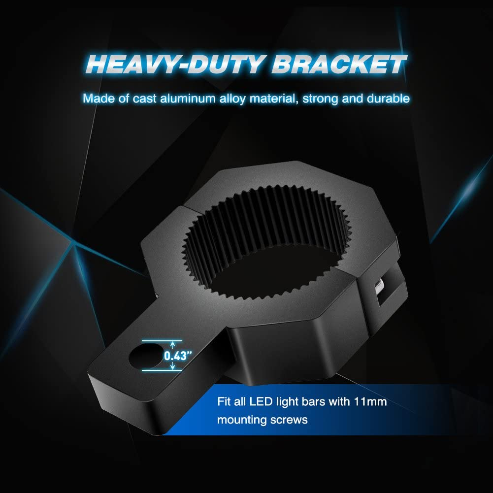 Nilight 90023B 2-Pack (Standard) Mounting Bracket Kit LED Off-Road Light Vertical Bar Tube Clamp Roof Roll Cage Holder,Black image number 2