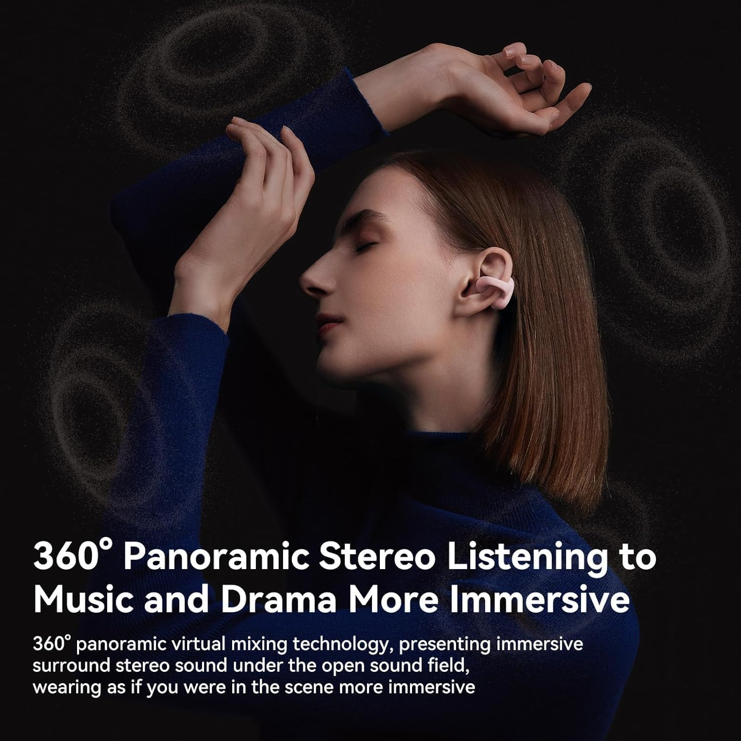 Sanag Z50SPRO Open Ear Wireless Earbuds Bluetooth 5.3 with Microphone Clip on Ear Headphones with Charging Case Compatible with Iphone/Samsung Phone for Men, Women(Pink) image number 5