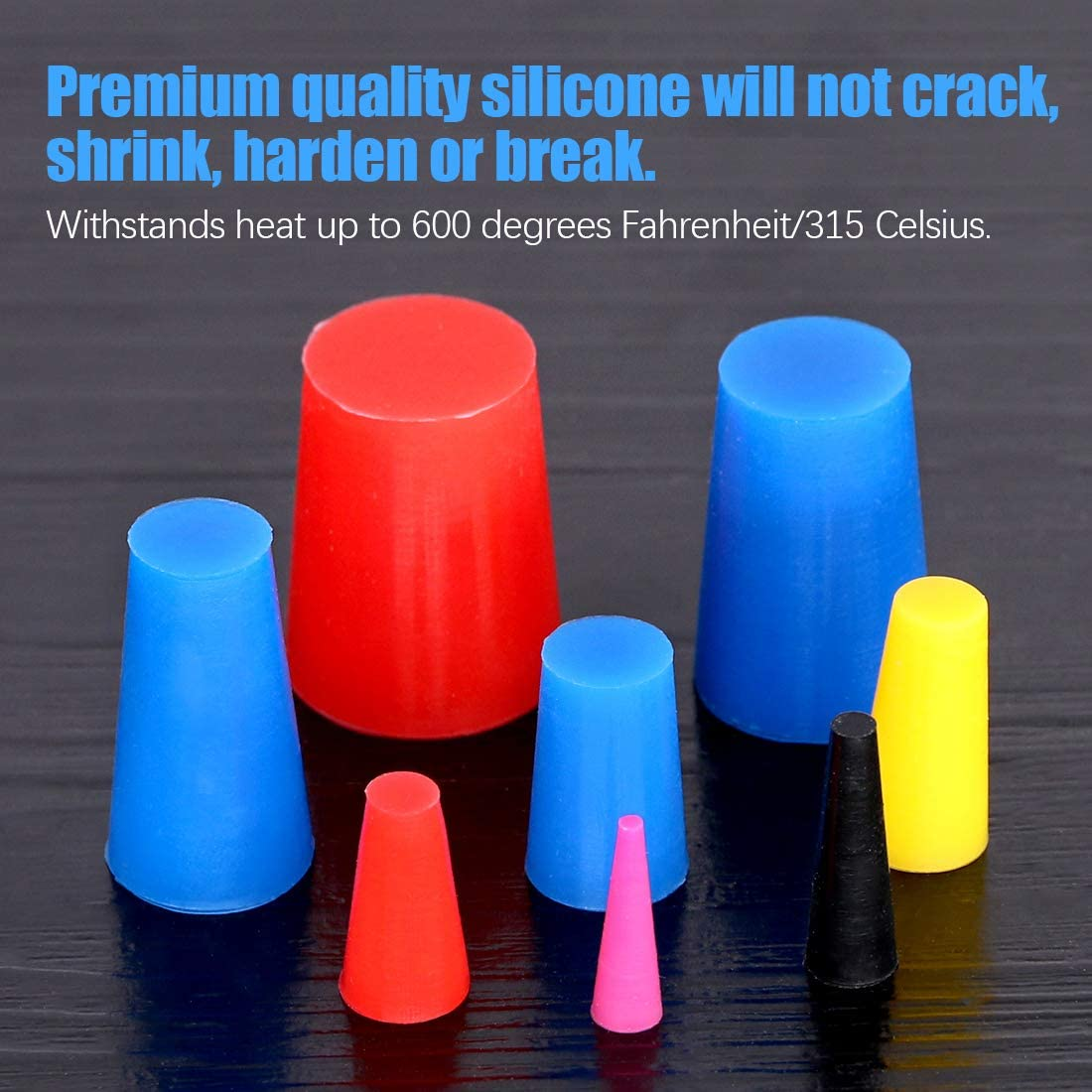 Glarks 100Pcs High Temp Silicone Rubber Tapered Plug Assortment Kit Masking off Holes during Powder Coating, Painting, Hydro Dipping, Media Blasting image number 1