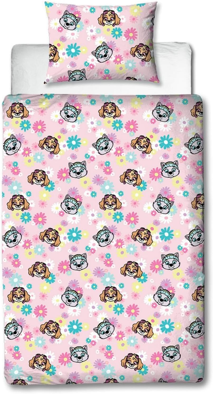 Character World Paw Patrol Official Single Childs Duvet Cover Set | Flowers Design Reversible 2 Sided Bedding Including Matching Pillow Case | Single Bed Set image number 6