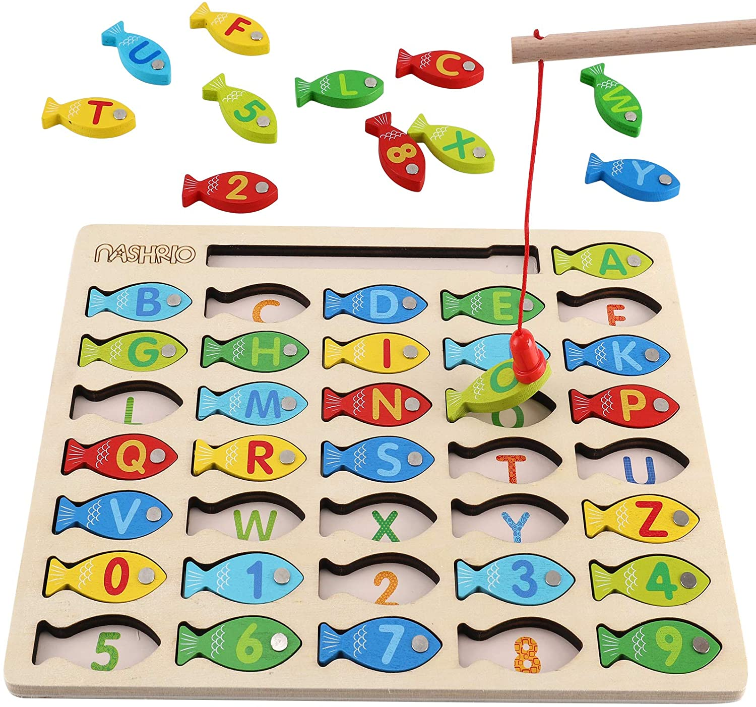 NASHRIO Fishing Toys for Toddlers - Fine Motor Skills Toys for 3 Year Old C Fishing Game Puzzle with Numbers and Letters Fun and Interactive Fishing image number 2