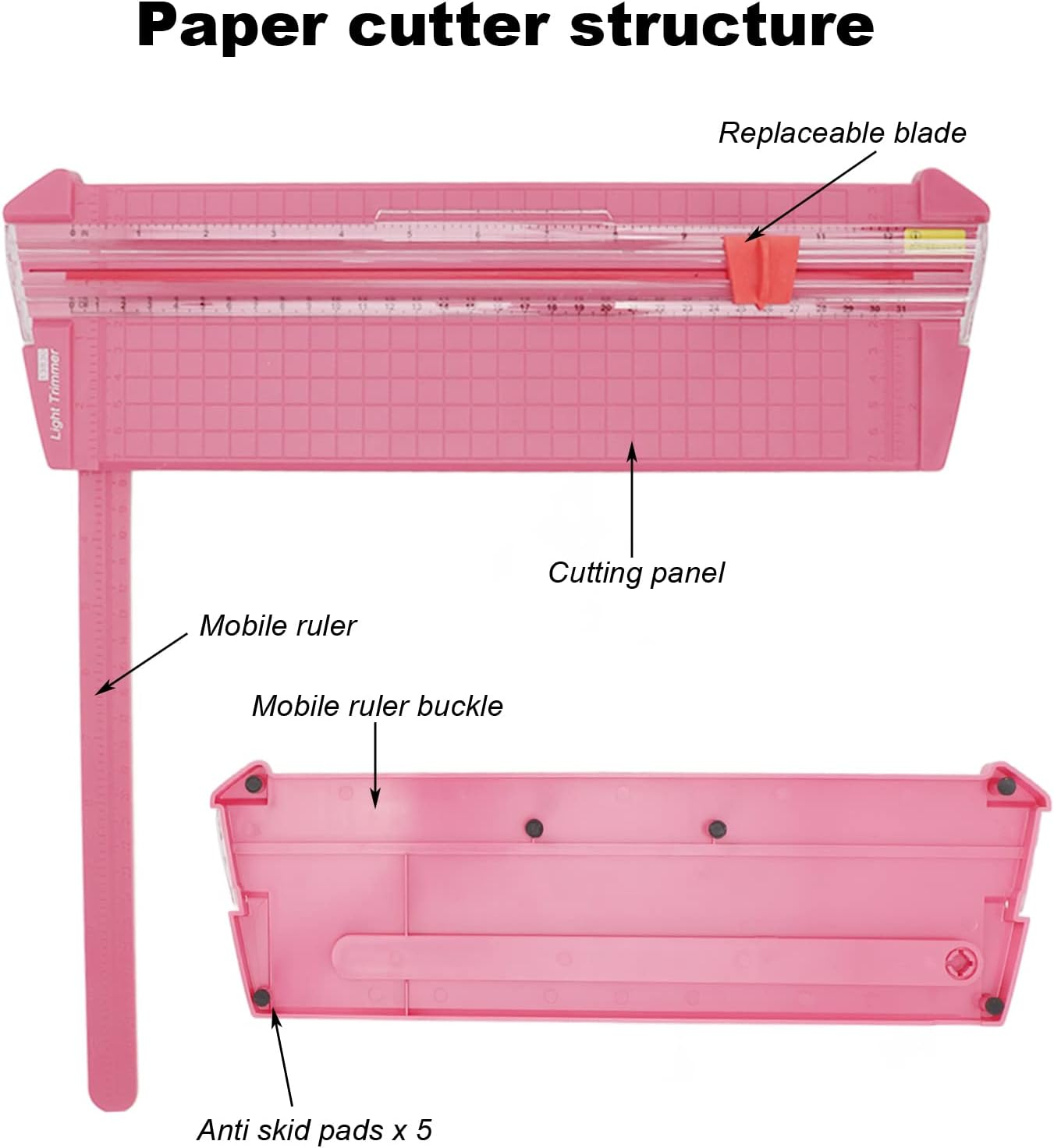 Small Paper Cutter Photo A3 Paper Knife Cutting Lightweight Number of Pages 10 for Pieces A3 Paper Picture Paper for Precision Trimmers (13830 Rose Red) - 13830 Azure Blue image number 4