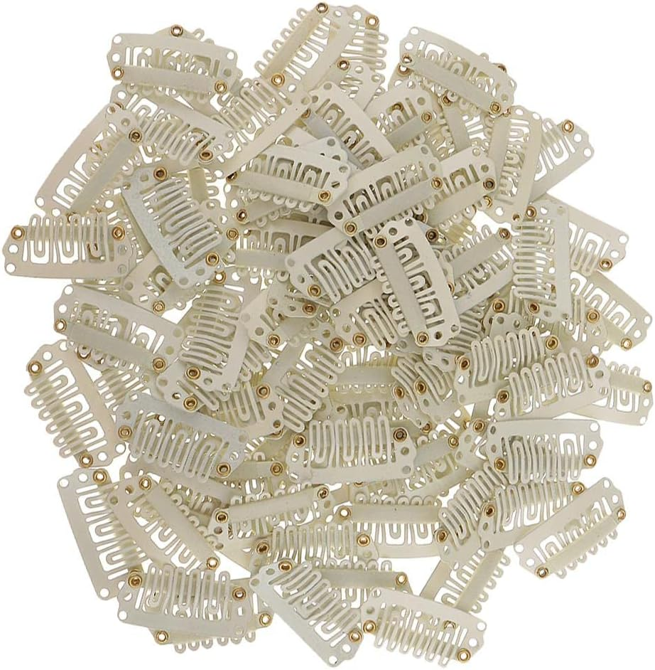 Eigell 100Pcs Steel Snapping Clips Extensions, Beige image number 3
