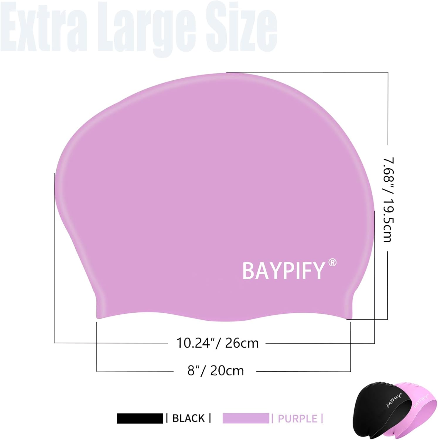 Baypify 2Pack Swim Cap for Long Hair, Silicone Swim Cap for Braids and Dreadlocks Women, Swimming Cap Cover Ears to Keep Your Hair Dry, Stretchable Durable and Anti-Slip image number 5