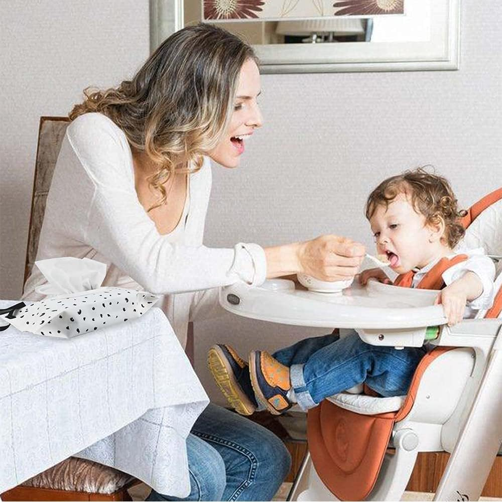 1X Black Wavy EVA Baby Wet Wipe Pouch Wipes Holder Case Reusable Refillable Wet Wipe Bag - Black Wavy X4 image number 4